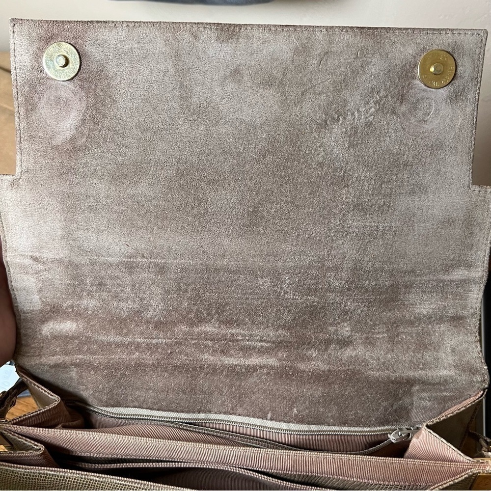 VTG 70s Jay Herbert New York Beige Reptile Lizard Leather Shoulder Bag Purse - Picture 15 of 16